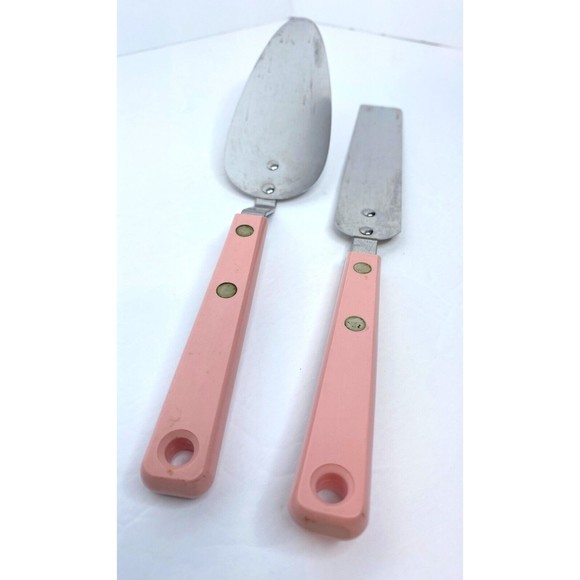 Mid Century Armco Forge Pink Handle, Set Frosting Spatula, Cake Server - Picture 9 of 13